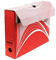 Короб архивный из гофрокартона Kris корешок 75 мм, 325*260*75 мм, красный