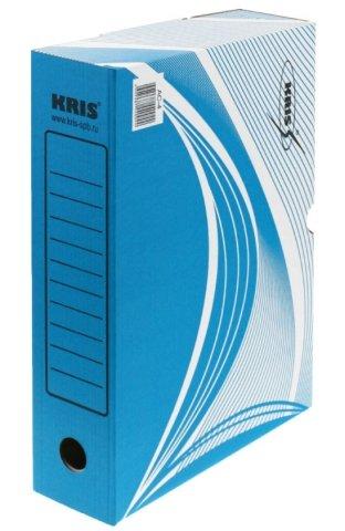 Короб архивный из гофрокартона Kris корешок 75 мм, 325*260*75 мм, синий - фото 2 - id-p131171465