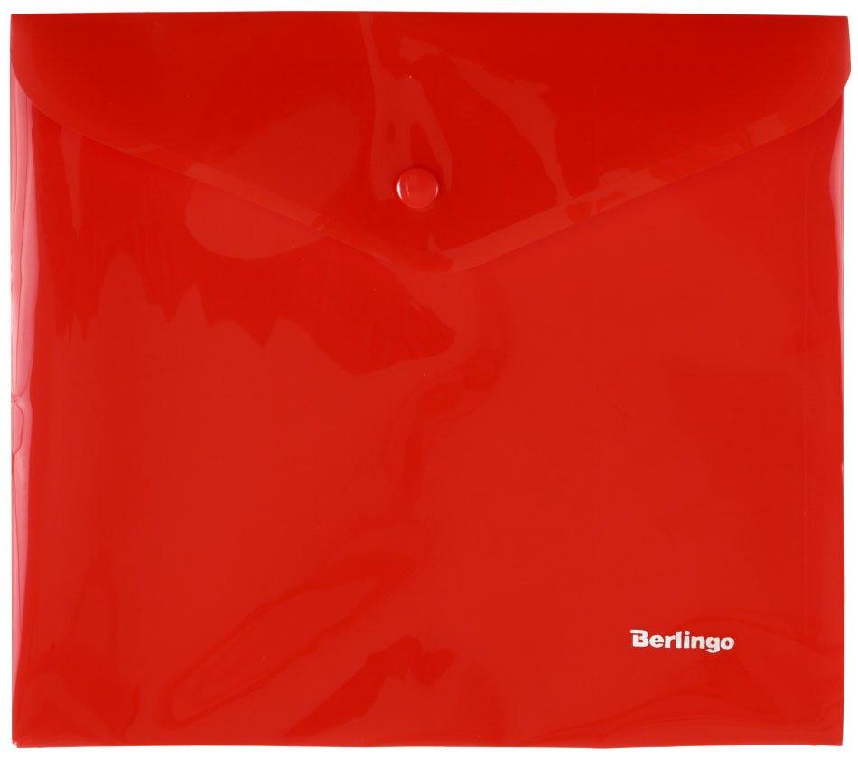 Папка-конверт пластиковая на кнопке Berlingo А5+ толщина пластика 0,18 мм, красная - фото 2 - id-p131173617