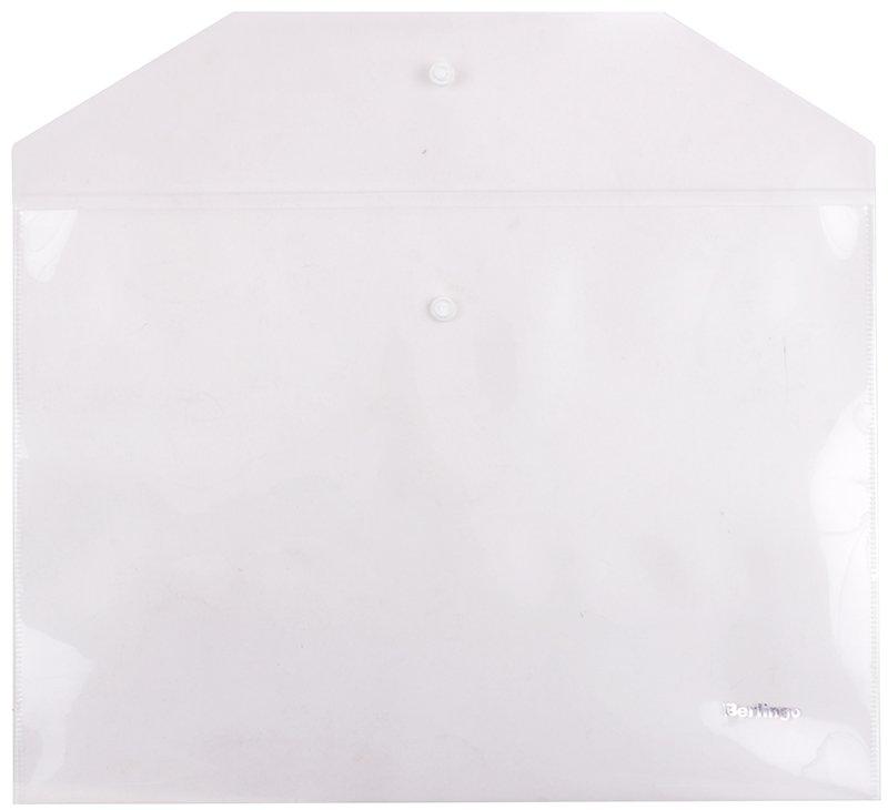 Папка-конверт пластиковая на кнопке Berlingo А4+ толщина пластика 0,18 мм, белая - фото 1 - id-p131173618