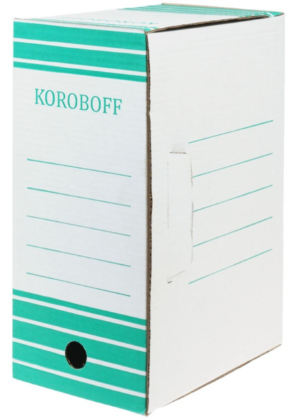 Короб архивный из гофрокартона корешок 150 мм, 327*150*240 мм, белый с зеленым - фото 4 - id-p131174855