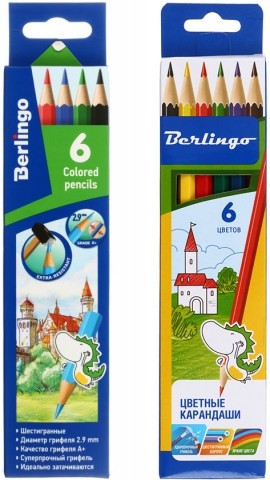 Карандаши цветные Berlingo «Замки» 6 цветов, длина 175 мм, ассорти - фото 2 - id-p131173693