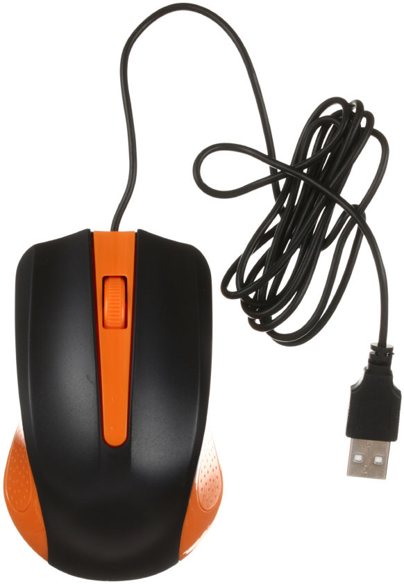Мышь компьютерная Sh. SH05B USB, проводная, черно-оранжевая - фото 1 - id-p131175973