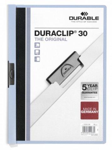 Папка пластиковая с клипом Durable Duraclip А4, 30 л., толщина пластика 0,4 мм, голубая - фото 2 - id-p131171568