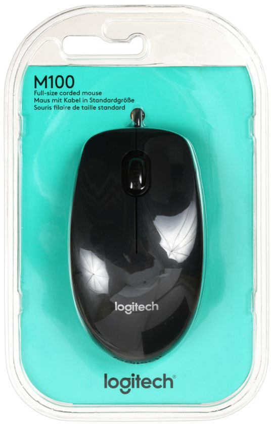 Мышь компьютерная Logitech M100 USB, проводная, серая - фото 4 - id-p131175995
