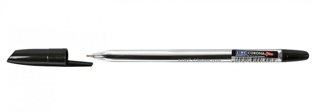 Ручка шариковая Linc Corona Plus корпус прозрачный, стержень черный - фото 1 - id-p131171605