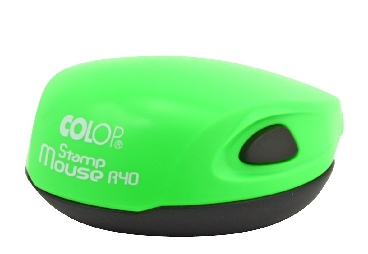 Полуавтоматическая оснастка Colop Stamp Mouse R40 для клише печати ø40 мм, корпус неон зеленый - фото 3 - id-p131174948