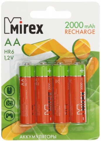 Аккумулятор Mirex AA, 1.2V, 2000 mAh (4 шт. в упаковке) - фото 1 - id-p131174954