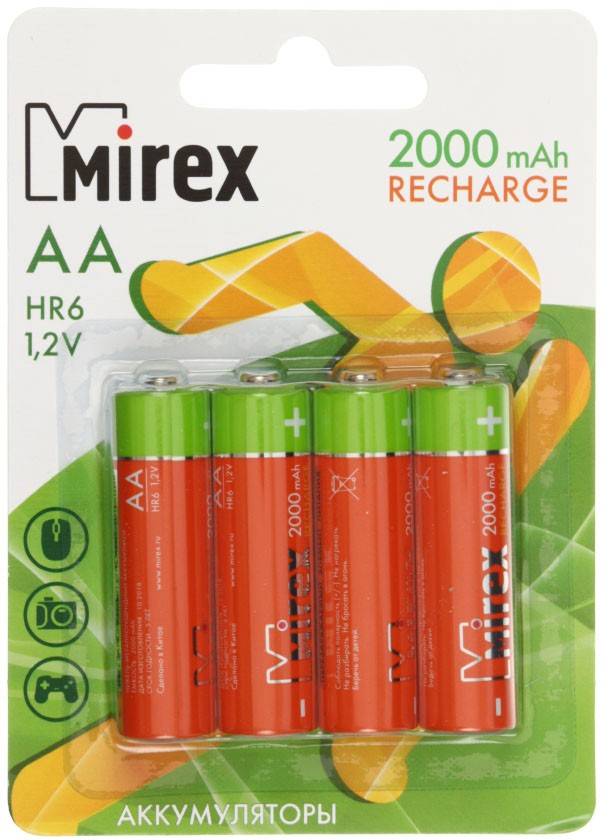 Аккумулятор Mirex AA, 1.2V, 2000 mAh (4 шт. в упаковке) - фото 2 - id-p131174954