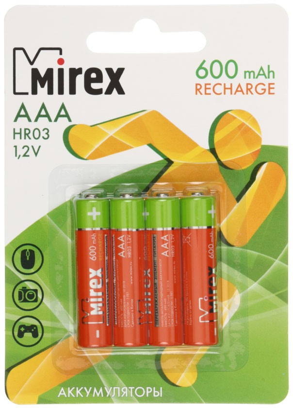 Аккумулятор Mirex AAA, 1.2V, 600 mAh (4 шт. в упаковке) - фото 2 - id-p131174956
