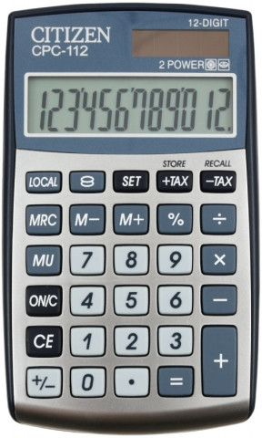 Калькулятор 12-разрядный Citizen CРC-112 компактный серебристо-серый - фото 2 - id-p131176051