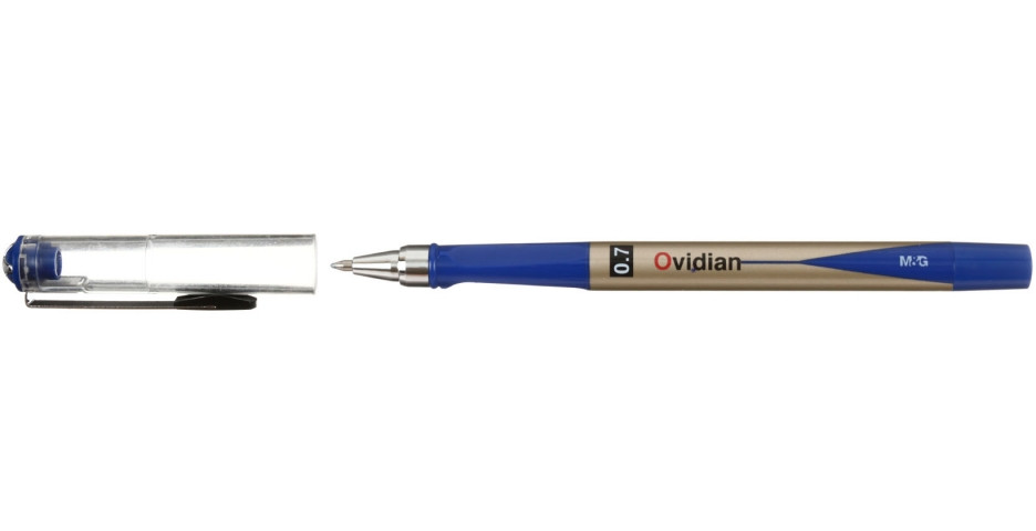 Ручка гелевая Ovidian корпус синий с золотистым, стержень синий - фото 1 - id-p131176080