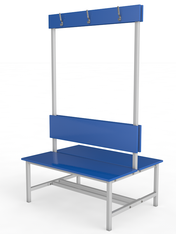 Скамейка для раздевалки двухсторонняя, с вешалкой разборная Р-5 2,0 м (настил ЛДСП)