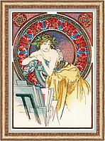 Набор для вышивания крестом ««Девушка с мольбертом» по мотивам произведения А. Мухи»