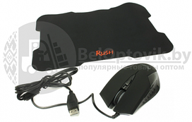Мышь Smartbuy RUSH 726 черная, игровая проводная  коврик (SBM-726G-K)