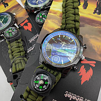 Тактические часы с браслетом из паракорда XINHAO  05, QUARTZ коричневый циферблат, песочный браслет, хронограф, фото 1