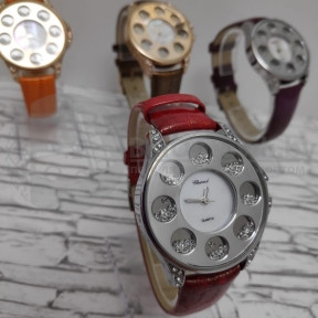 Часы женские Chopard Argent Geneve S9204 со стразами Красный, фото 1