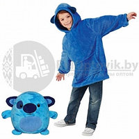Детский плед толстовка халат - игрушка 2 в 1 Huggle Pets Hoodie Синий ушастик
