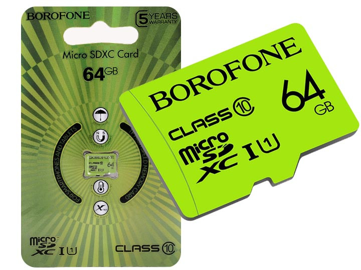 Micro SDHC высокоскоростная карта памяти 64GB Class 10 Borofone (без адаптера)