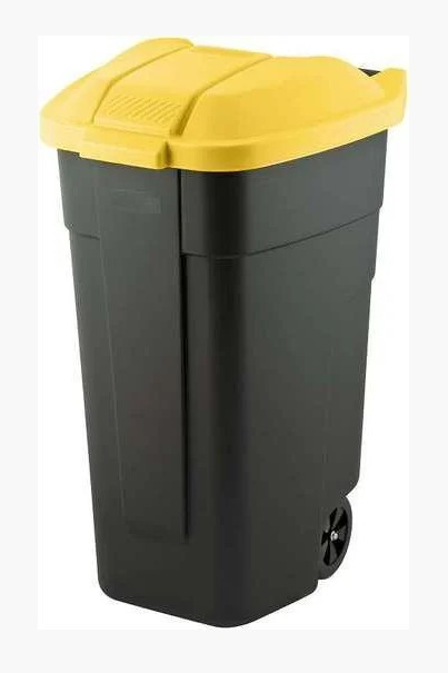 Контейнер для мусора на колесах REFUSE BIN 110 л, черный/желтый - фото 1 - id-p131225878