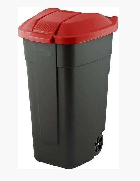 Контейнер для мусора на колесах REFUSE BIN 110 л, черный/красный - фото 1 - id-p131225897