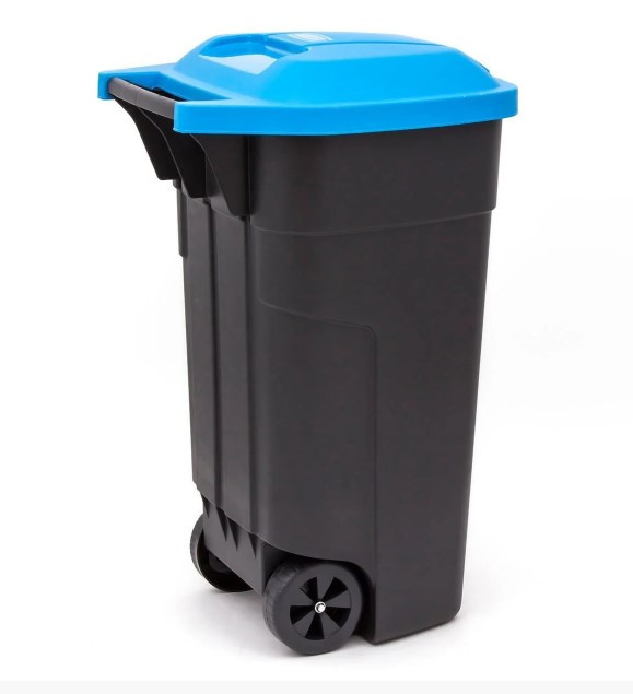 Контейнер для мусора на колесах REFUSE BIN 110 л, черный/синий - фото 1 - id-p131225906