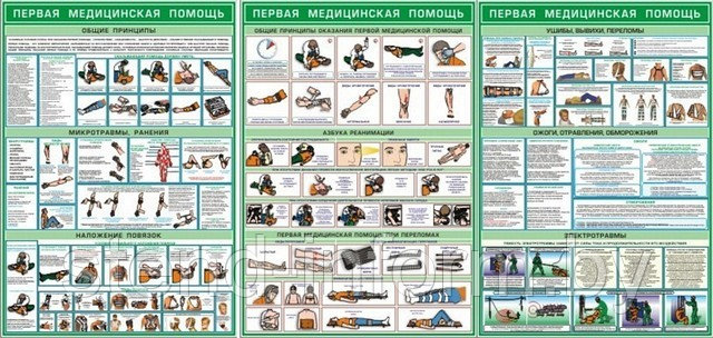 Плакаты "первая медицинская помощь" р-р 100*70 см, на пластике 3 мм - фото 1 - id-p623699