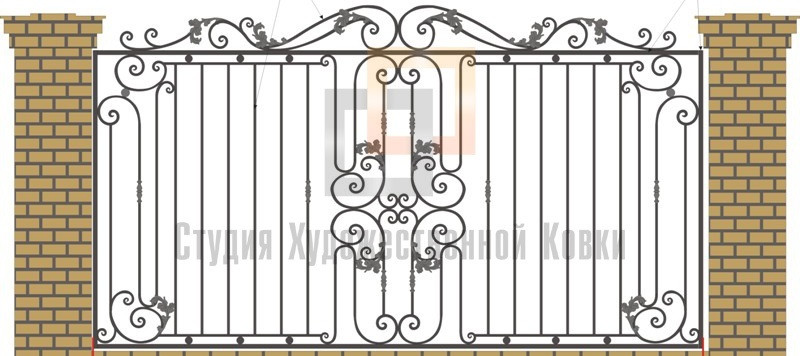 Забор  кованый ажурный с литьем модель 106