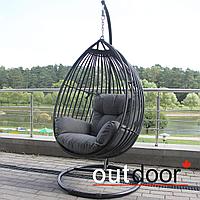 Подвесное кресло "кокон" из ротанга OUTDOOR Самуи, черное