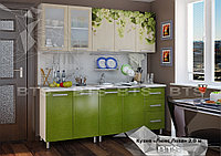 Кухня Люкс Лоза - 2,0м - Серый / Фотопечать / МДФ Зеленый лед