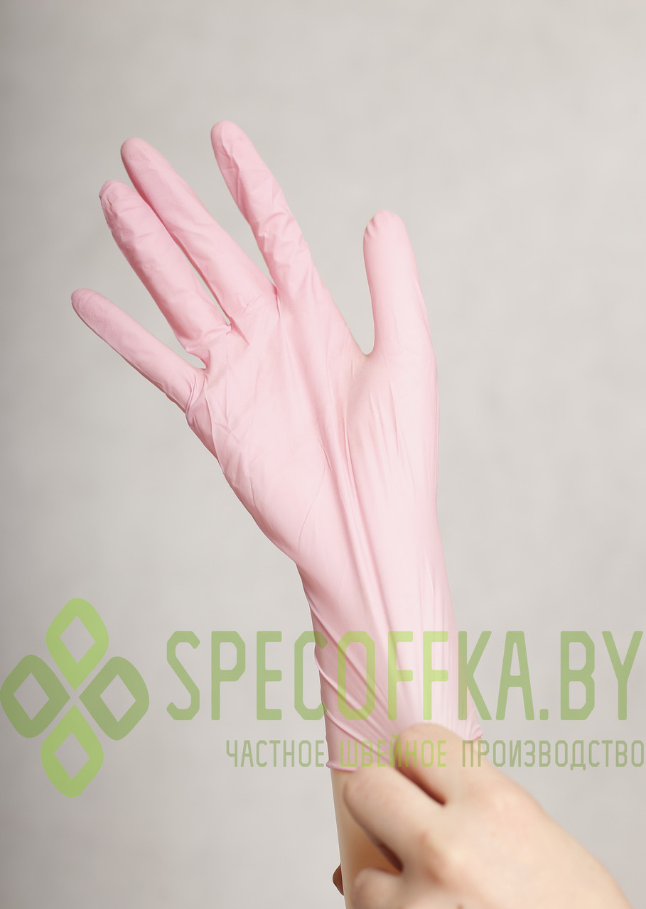 Перчатки нитриловые розовые - фото 1 - id-p71890512
