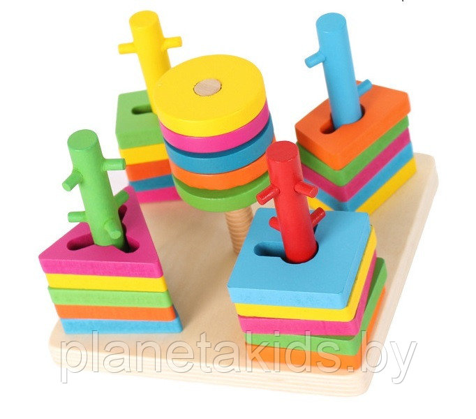 Деревянная Пирамидка - Сортер. Детская логическая игрушка платформа 5 оснований - фото 1 - id-p131314792