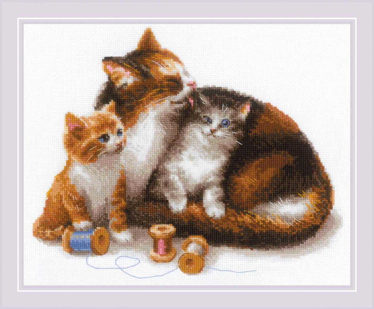 Набор для вышивания крестом «Кошка с котятами». - фото 1 - id-p131330632