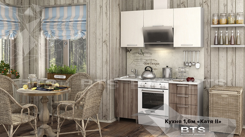 Кухня Катя NEW - 1,6 м - Серый / Дуб Атланта / Ясень шимо - фото 1 - id-p131336956
