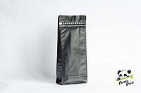 Пакет восьмишовный с плоским дном с ЗИП замком 110+60х250 черный матовый, фото 1