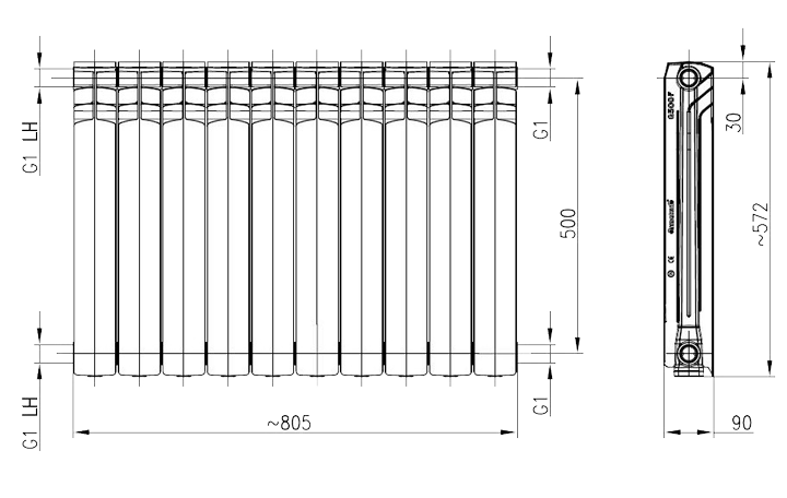 Алюминиевый радиатор Armatura G500F/10 - фото 2 - id-p131354269