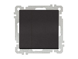 Выключатель 3-клав. (скрытый, без рамки, винт. зажим) черный, DARIA, MUTLUSAN (10 A, 250 V, IP 20)