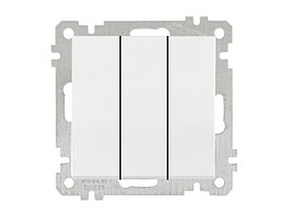 Выключатель 3-клав. (скрытый, без рамки, винт. зажим) белый, DARIA, MUTLUSAN (10 A, 250 V, IP 20)