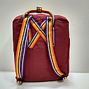 Рюкзак молодежный Kanken Fjallraven Classic rainbow бордовый, фото 3
