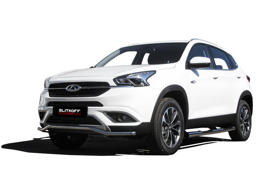 Защита переднего бампера d42 "волна" Chery Tiggo7