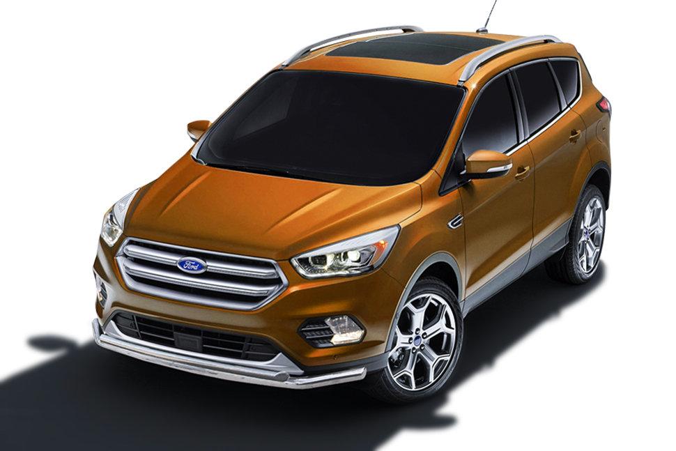 Защита переднего бампера d57+d42 двойная Ford Kuga (2016)