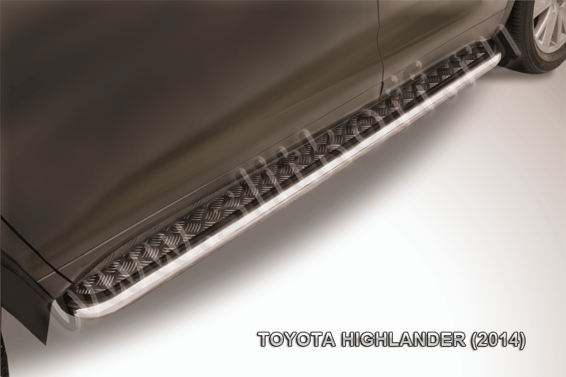 Защита порогов d57 с листом усиленная Toyota Highlander (2014) - фото 1 - id-p131412436