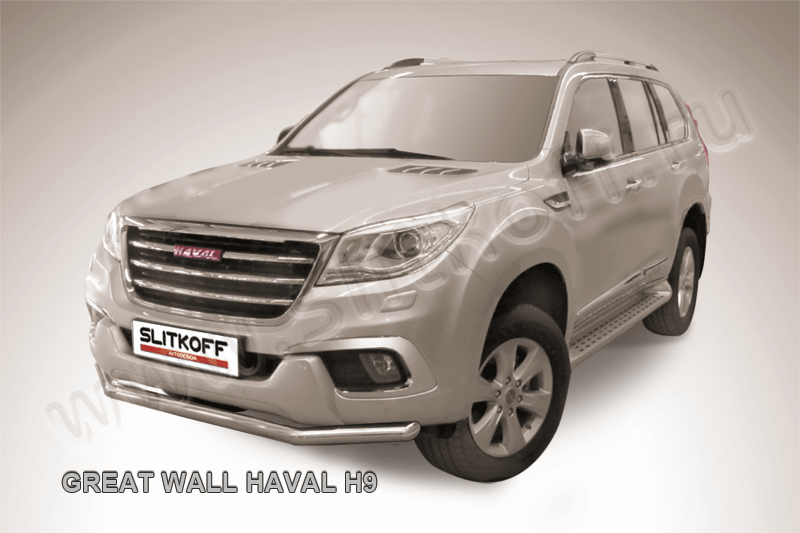 Защита переднего бампера d57+d57 Haval H9