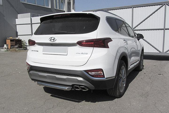 Защита заднего бампера d57 короткая Hyundai SANTA-FE (2018)