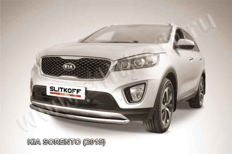 Защита переднего бампера d57 радиусная короткая KIA Sorento (2015)