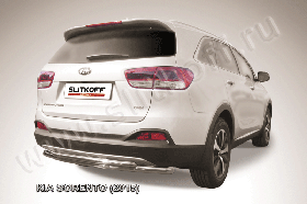 Защита заднего бампера d57+d42 двойная радиусная KIA Sorento (2015)