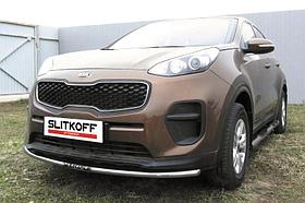 Защита переднего бампера d42 с надписью KIA Sportage (2016)