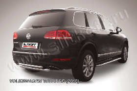 Защита заднего бампера d76+d57 двойная Volkswagen Touareg (2010)