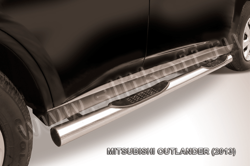Защита порогов d76 с проступями Mitsubishi Outlander (2013) - фото 1 - id-p131411828