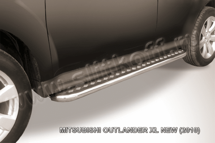 Защита порогов d42 с листом Mitsubishi Outlander XL (рестайлинг 2010) - фото 2 - id-p131411890